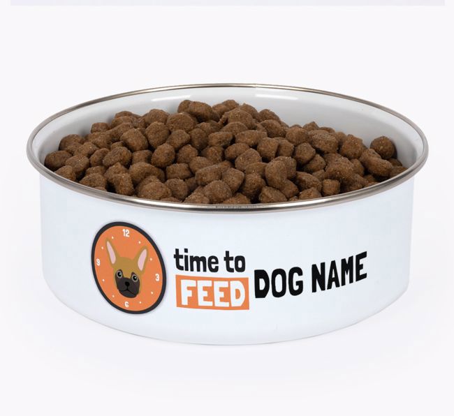 Time To Feed: Personalized {breedFullName} Enamel Dog Bowl
